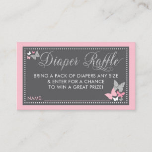 Vlinderluier Raffle Ticket, roze grijs Visitekaartje