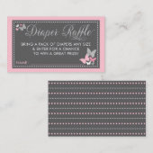 Vlinderluier Raffle Ticket, roze grijs Visitekaartje (Voorkant / Achterkant)