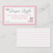 Vlinderluier Raffle Ticket, Roze, Zilver Visitekaartje (Voorkant / Achterkant)