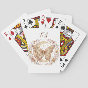 Vlindermaan Bloemrijk Gouden Persoonlijk Ontwerp Pokerkaarten