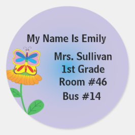 vlindernaamplaatje ronde sticker