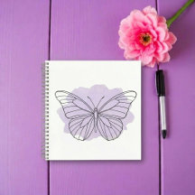 Vlindernotitieboek met lijntekening in watercolor