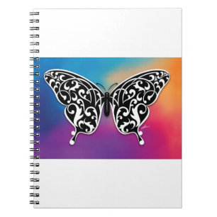 Vlinderontwerp met kleuren van de zonsondergang notitieboek