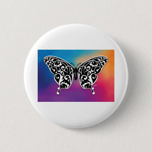 Vlinderontwerp met kleuren van de zonsondergang ronde button 5,7 cm
