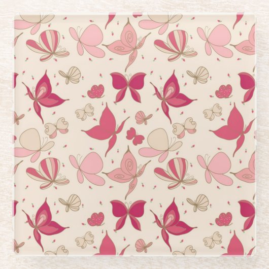 vlinderpatroon 3 glazen onderzetter (Voorkant)