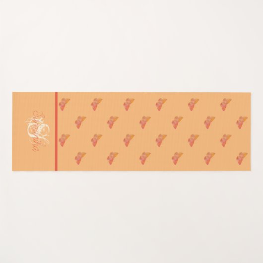 Vlinderpatroon Girly Elegant Modern Monogram Yogamat (Voorkant (horizontaal))