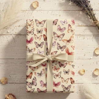 Vlinderpatroon Waterverf Elegant Mooi Cadeau Inpakpapier Vel