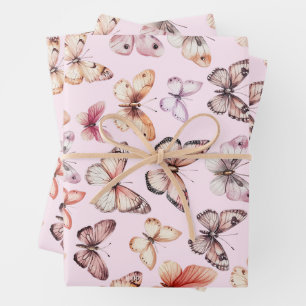 Vlinderpatroon Waterverf Elegant Mooi Cadeau Inpakpapier Vel