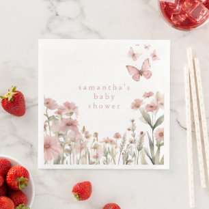 Vlinderroze bloemen wilde bloemen meisje baby show servet