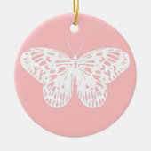 vlinderroze en wit omhulsel keramisch ornament (Voorkant)