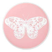 vlinderroze en wit omhulsel keramische knop (Voorkant)