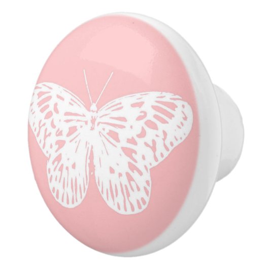 vlinderroze en wit omhulsel keramische knop (Rechts)