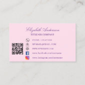 Vlinderroze paarse QR-code social media Visitekaartje (Achterkant)