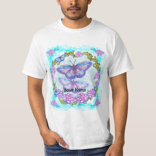 Vlinderrozen t-shirt (Voorkant)