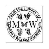 Vlinders #4 Paar Bruiloftsbibliotheek Boeknaam Zelfinktende Stempel (Design)