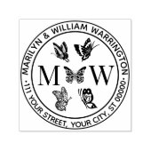 Vlinders #4 Paar Trouwen 2 Initiaal Adres Zelfinktende Stempel (Design)