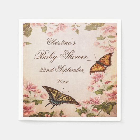 Vlinders &  Amandelbloesem Serviettes Servetten (Voorkant)