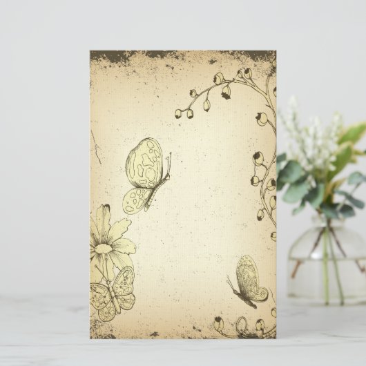 Vlinders Antiek briefpapier (Staand voorkant)