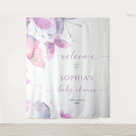 Vlinders Baby shower Wandkleed (Voorkant)