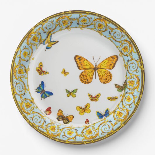 vlinders barokke stijl china papieren bordje (Voorkant)