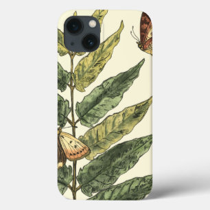 Vlinders & Bladeren met Zwarte Lijst iPhone 13 Hoesje