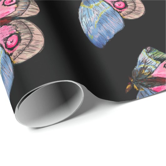 Vlinders Blauw Roze Digitale Kunst Cadeaupapier (Rol Hoek)