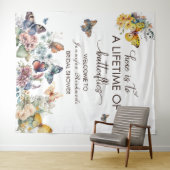 Vlinders Bloem | Bruiloft Welkom Wandkleed (In Situ (horizontaal))