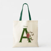 Vlinders Bloem Monogram Eerste Letter A Persoonlij Tote Bag (Achterkant)