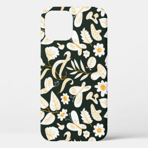 Vlinders & Bloemen: Doodle zomer patroon. iPhone 12 Hoesje