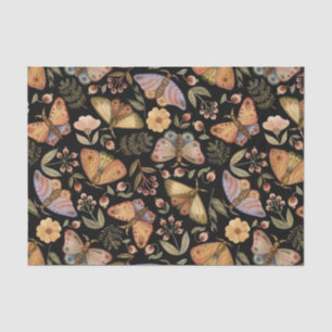  vlinders, bloemen en bessen, zwart tissuepapier