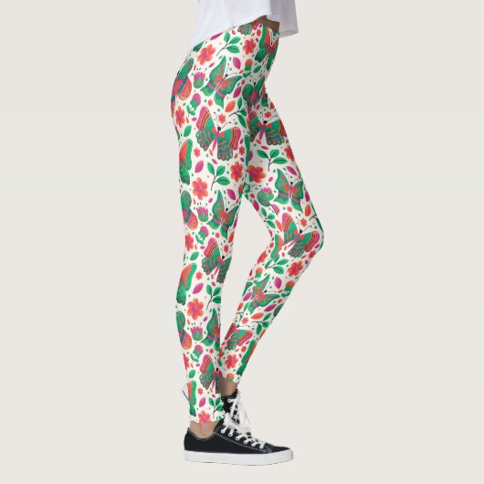 Vlinders, bloemen en bladeren leggings (Rechts)