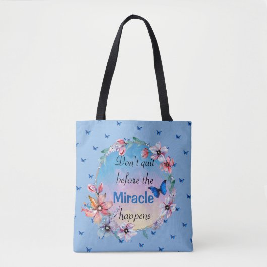 Vlinders & Bloemen Positieve Mindset Quote Draagtas (Voorkant)