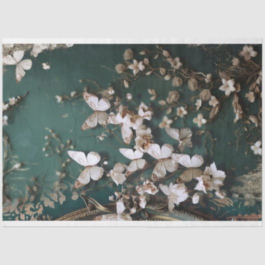 Vlinders & Bloemen Shabby Chique Mixed Media Art Tissuepapier (Voorkant)