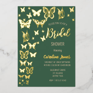 Vlinders Boho Green Gold Foil Vrijgezellenfeest Folie Uitnodiging