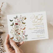  Vlinders Boho Wildflower Baby shower Kaart