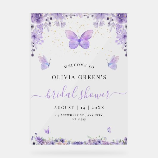 Vlinders Bruidsmeisjesfeest, Bruidsbrunch Feestje Acryl Bord (Voorkant)