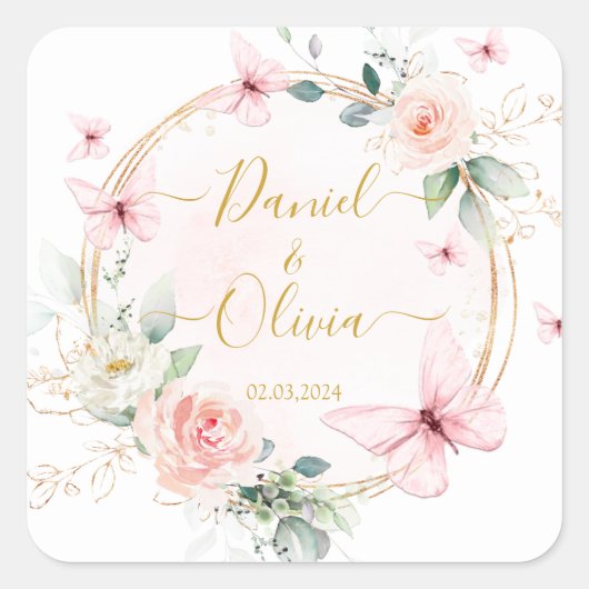 Vlinders bruiloft Classic Sticker (Voorkant)