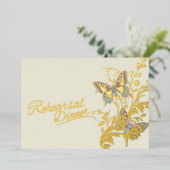 Vlinders bruin goud bruiloft repetitie diner folie uitnodiging (Staand Voorkant)