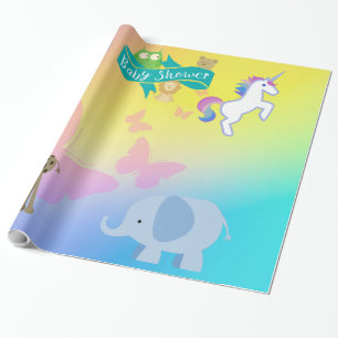 Vlinders en beestjes Baby shower geel blauw Cadeaupapier