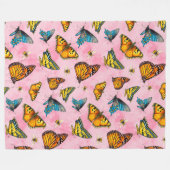 Vlinders en bijen boven de perziklucht fleece deken (Voorkant (Horizontaal))