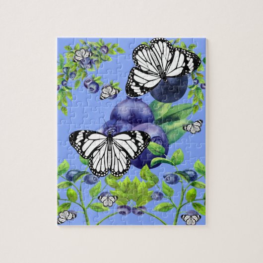 Vlinders en Blauwe bessen Legpuzzel (Verticaal)