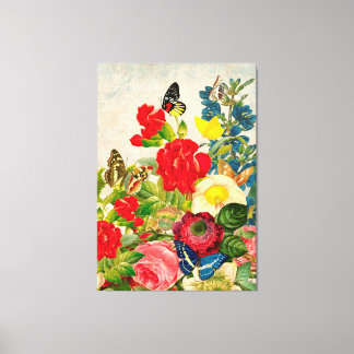  vlinders en bloemen canvas afdruk