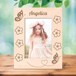 Vlinders en bloemen Custom Name 5x7 Gegraveerde Lijstjes