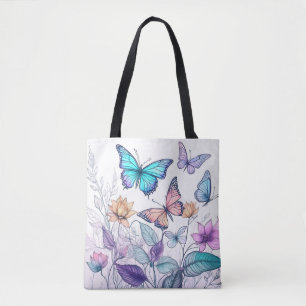 Vlinders en bloemen draagtas
