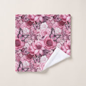 Vlinders en bloemen in verschillende tinten roze bad handdoek (Wasdoekje)