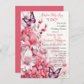 Vlinders en bloemen in verschillende tinten roze kaart (Voorkant / Achterkant)