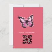 Vlinders en bloemen in verschillende tinten roze kaart (Achterkant)