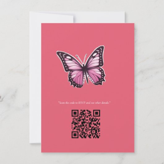 Vlinders en bloemen in verschillende tinten roze kaart (Achterkant)