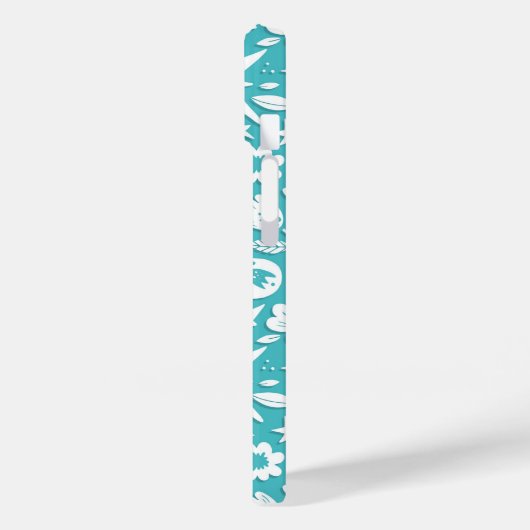 Vlinders en bloemen op Aqua Case-Mate iPhone Case (Achterkant / Links)