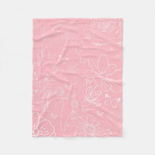 Vlinders en Bloemen Roze Wit Meisje Baby shower Fleece Deken